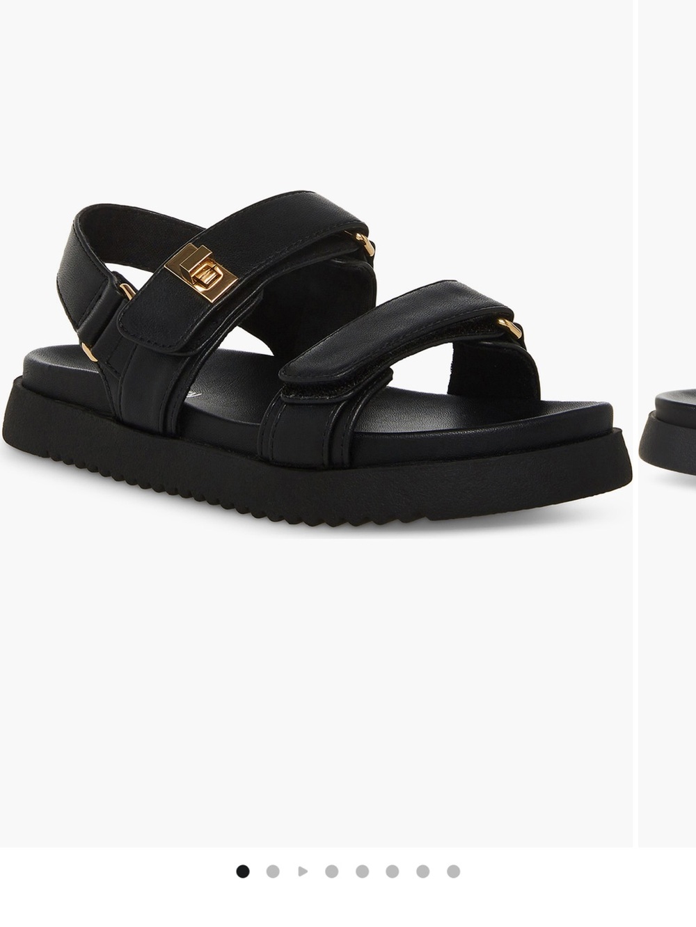 Steve Madden Black Sandals with Gold Hardware
